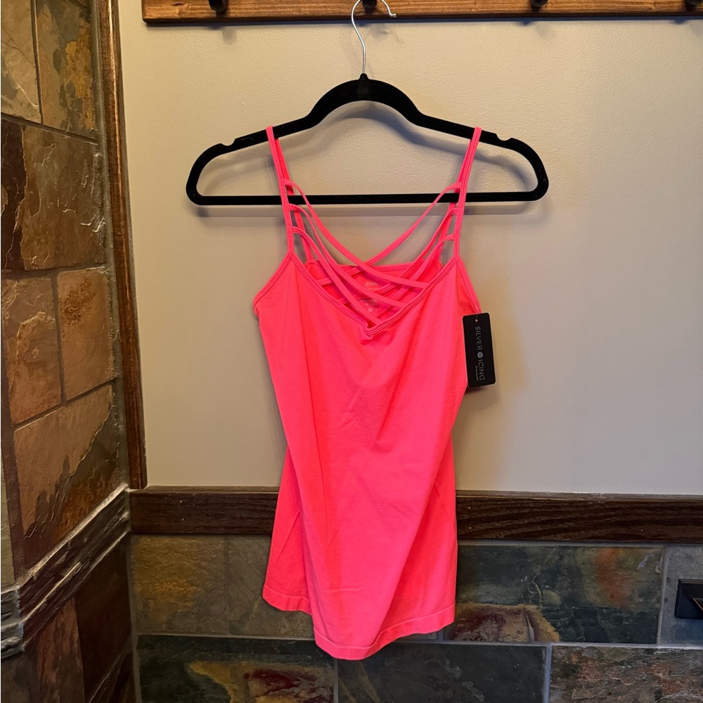 NWT Silver Icing Little Details Cami Zenana Neon Coral Pink Strappy Camisole